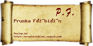 Pruska Fábián névjegykártya